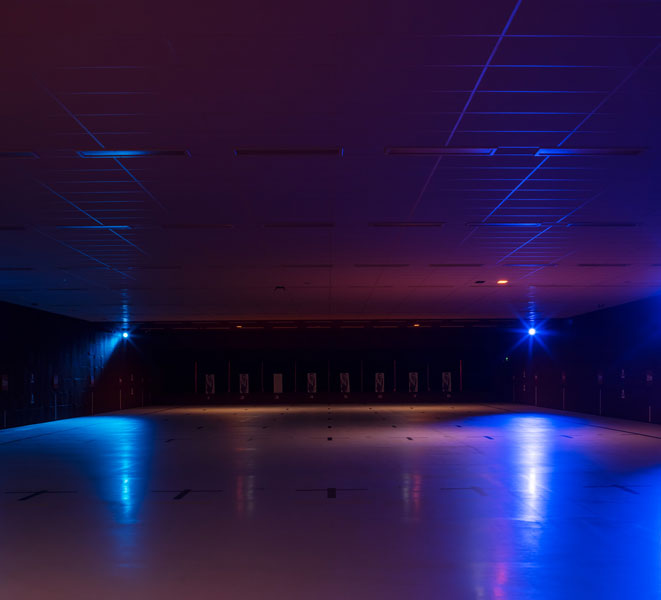 Fluorescent illumination of practice area. 7 of 14.