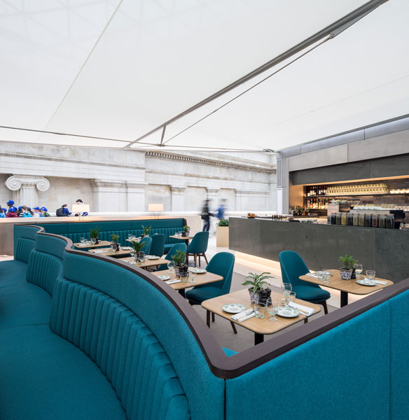 Interior photograph of bar seating divide. 7 of 10.