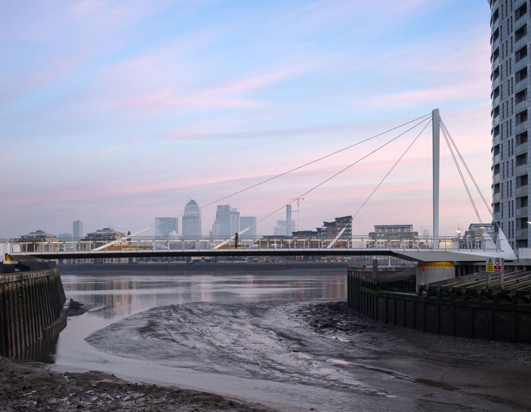 Exterior photograph of bridge at dawn. 11 of 15.