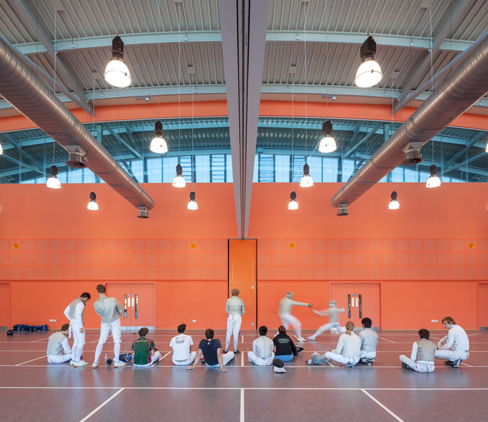 Interior photograph showing fencing in the upper hall. 15 of 20