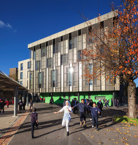 School exterior showing playground, 01 of 24
