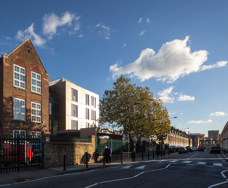 Street view showing reflective metal cladding, 03 of 12