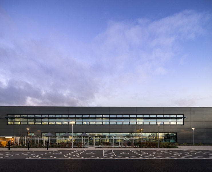 Exterior facade, photograph at dusk, 05 of 09