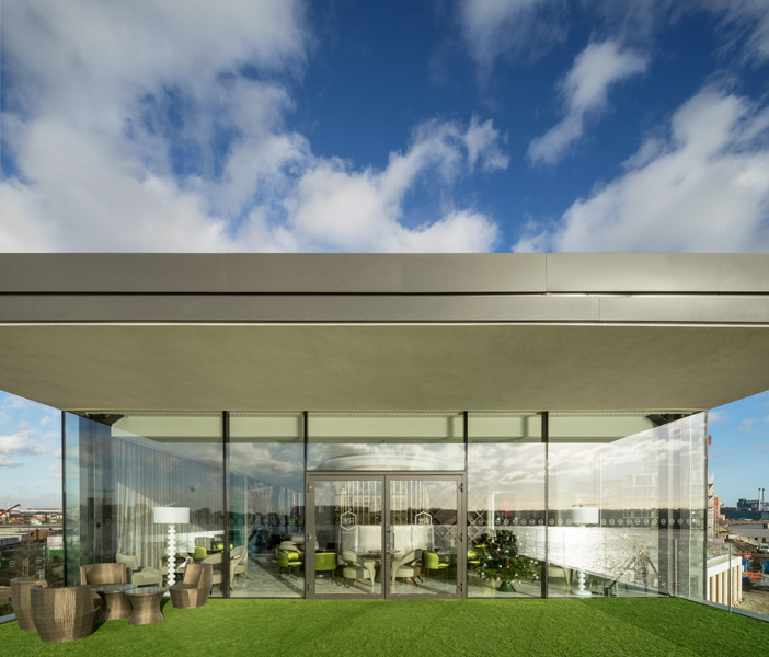 Exterior view glazed facade from terrace, 06 of 11