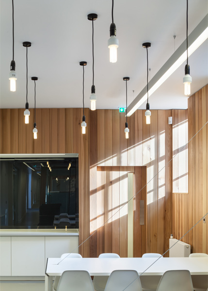 Interior timber cladding and meeting tables, 10 of 14