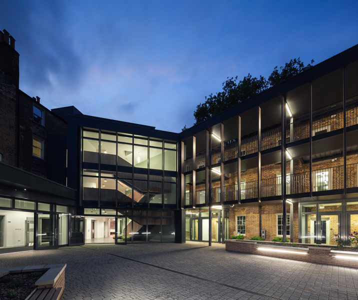 Courtyard architectural photograph taken at night, 12 of 12