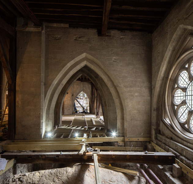 Laying the new hardwood floor in the Triforium Gallery, 13 of 27