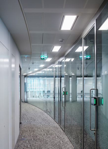 Curved glazed partitions along corridor, 14 of 14